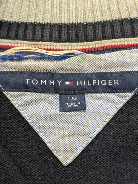 Pull col zippé Tommy Hilfiger vintage noir profond homme taille L/XL