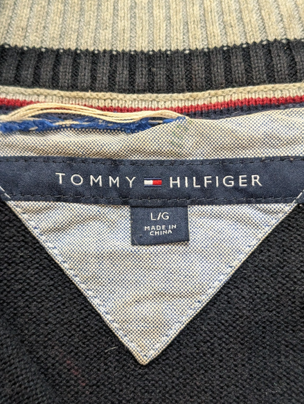 Pull col zippé Tommy Hilfiger vintage noir profond homme taille L/XL
