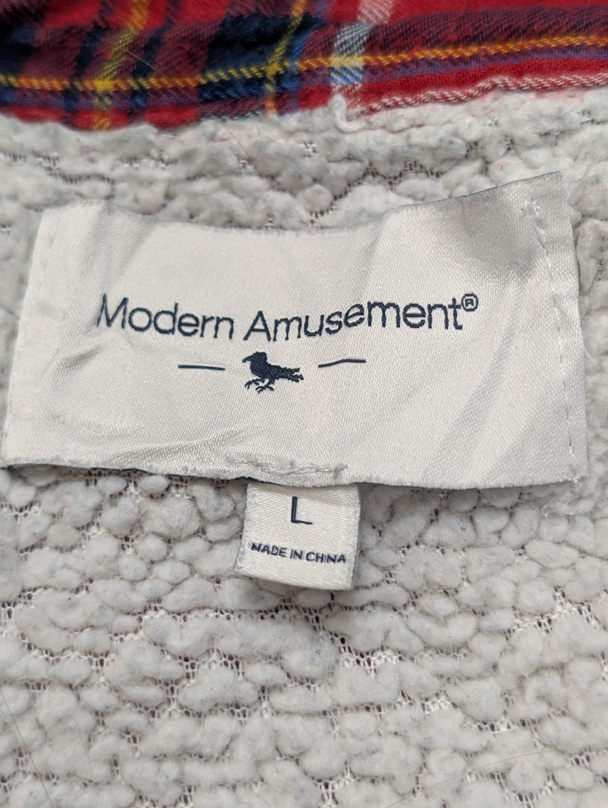 Modern Amusement Veste Surchemise Polaire Sherpa Carreaux Rouge L Hiver |255S