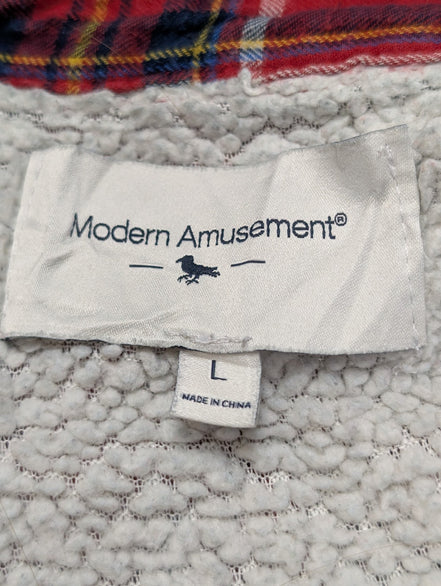 Modern Amusement Veste Surchemise Polaire Sherpa Carreaux Rouge L Hiver |255S