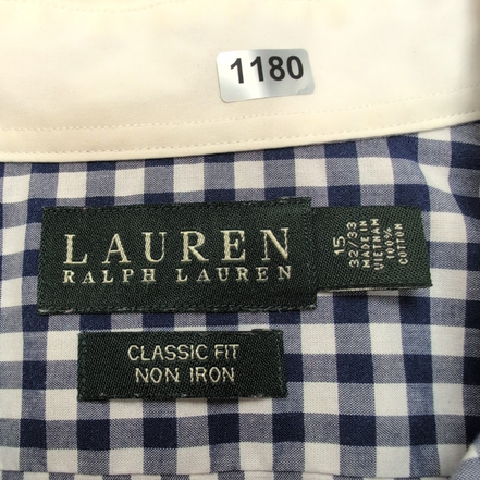 Chemise Lauren Ralph Lauren M bleu blanc col blanc Classic Fit coton