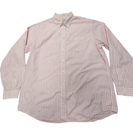 Chemise L.L. Bean blanche à rayures rouges taille L #137e