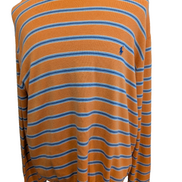 Pull Polo Ralph Lauren Col Rond Rayé Orange & Bleu 100% Coton Pima - Taille XXL