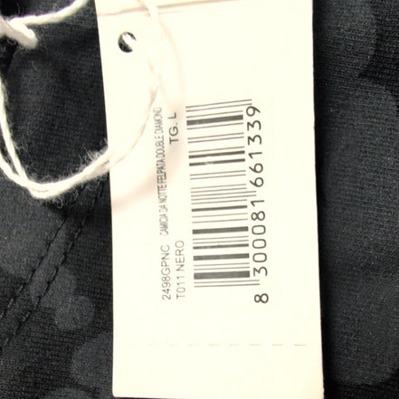 Robe HUE L Noire Motif Gris Manches Longues Douce Neuve Étiquette