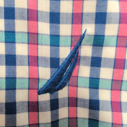 Chemise Nautica Classic Fit M carreaux rouge bleu logo bleu coton manches longue
