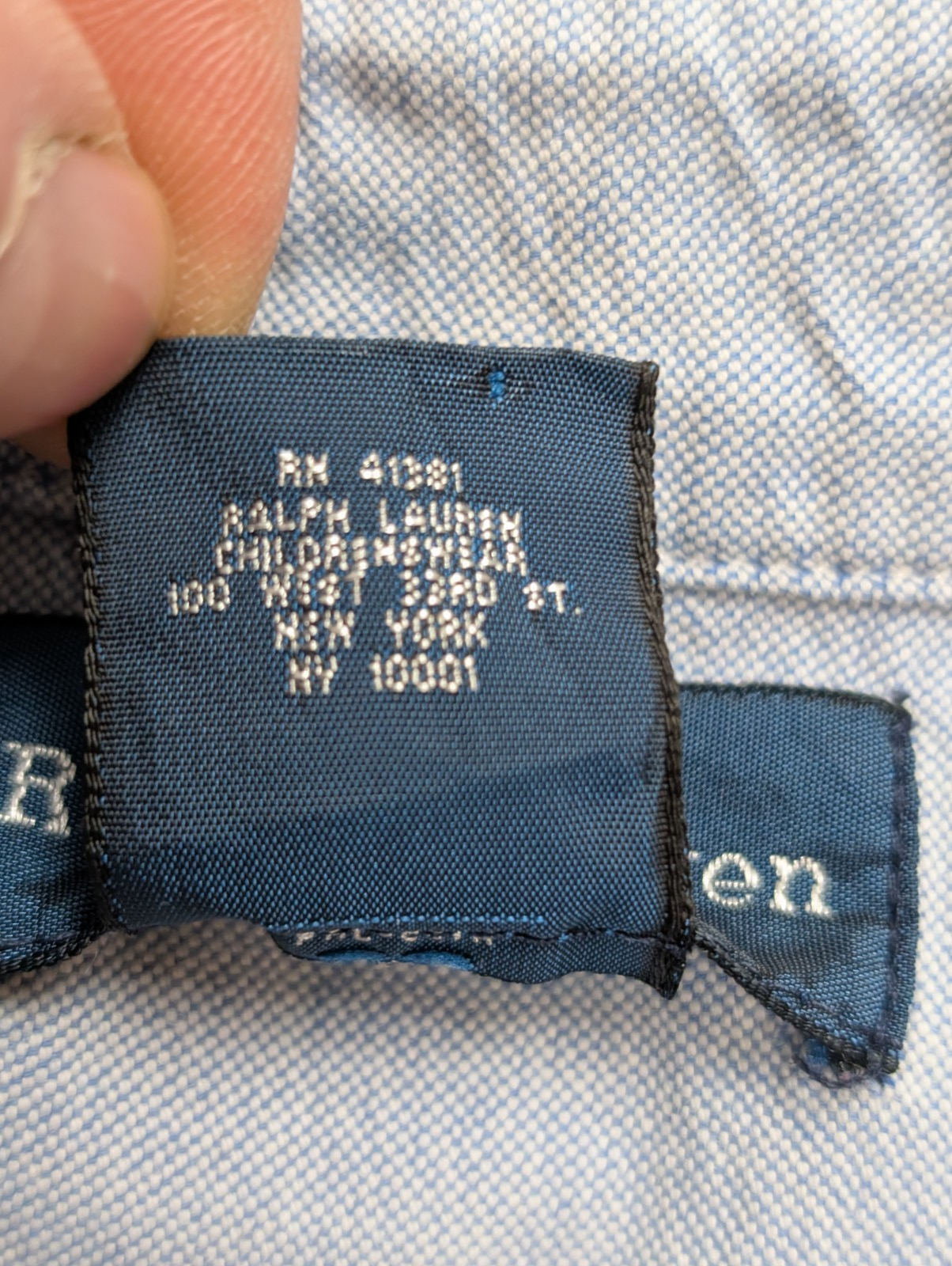 Chemise Ralph Lauren Bleu Clair Logo Marron Manches Longues - Taille S / 18