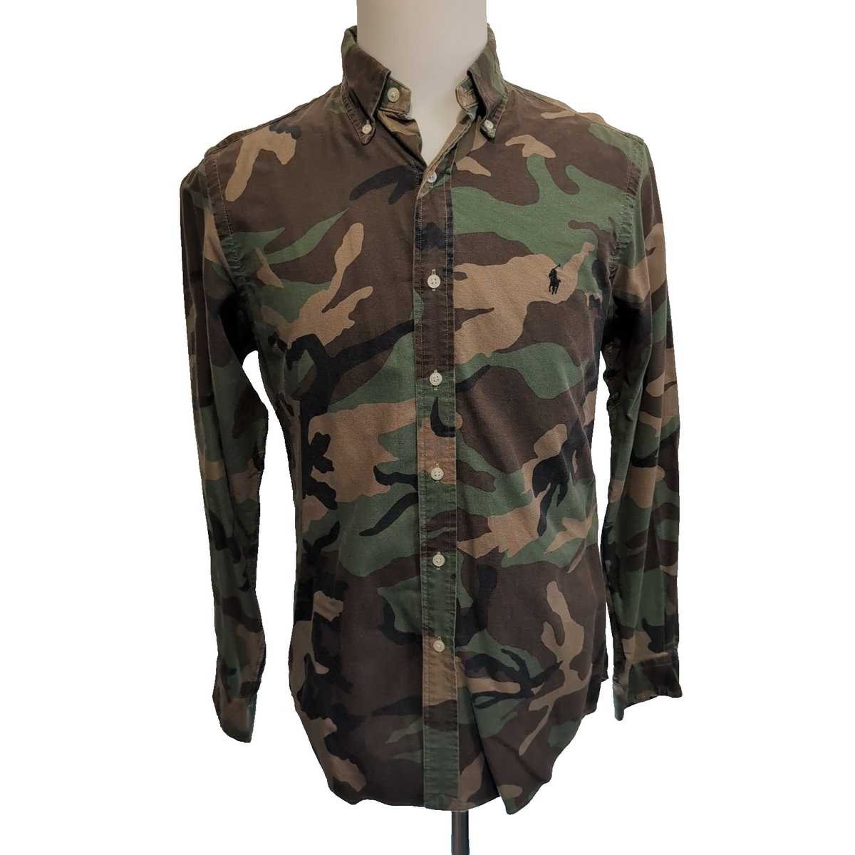 Chemise Ralph Lauren S Camouflage Militaire Chasse VTG Button Down Shirt