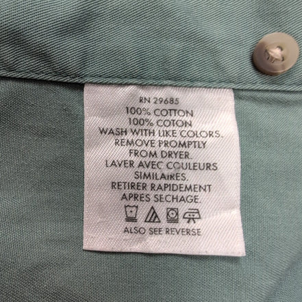 Chemise Pendleton S Vert Pâle 100% Coton Logo Cuir Manches Longues