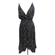 Robe d'été Femme Fleurie Noire Viscose Bretelles Réglables S
