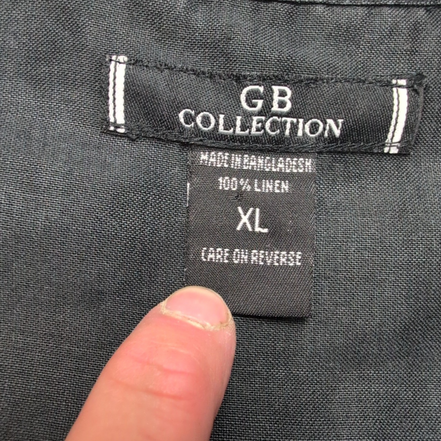 Chemise GB Collection XL 100% Lin Noire Manches Courtes Poche