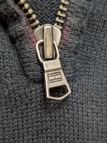 Pull col zippé Tommy Hilfiger vintage noir profond homme taille L/XL