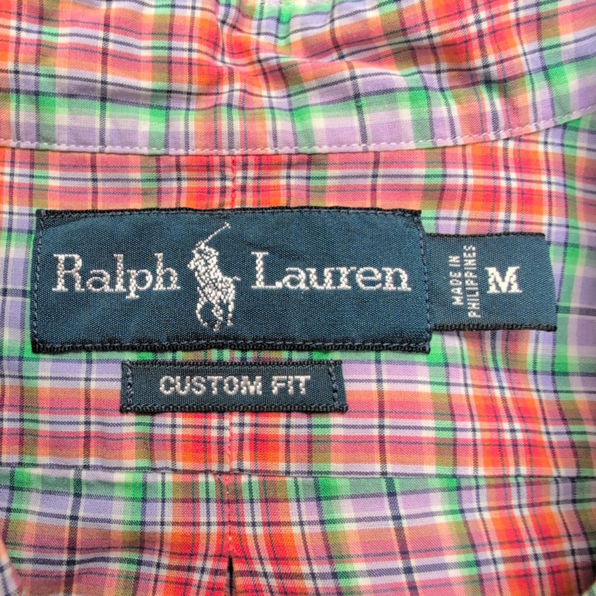 Chemise Ralph Lauren M Custom Fit Lilas Orange Vert Carreaux Shirt Button Down