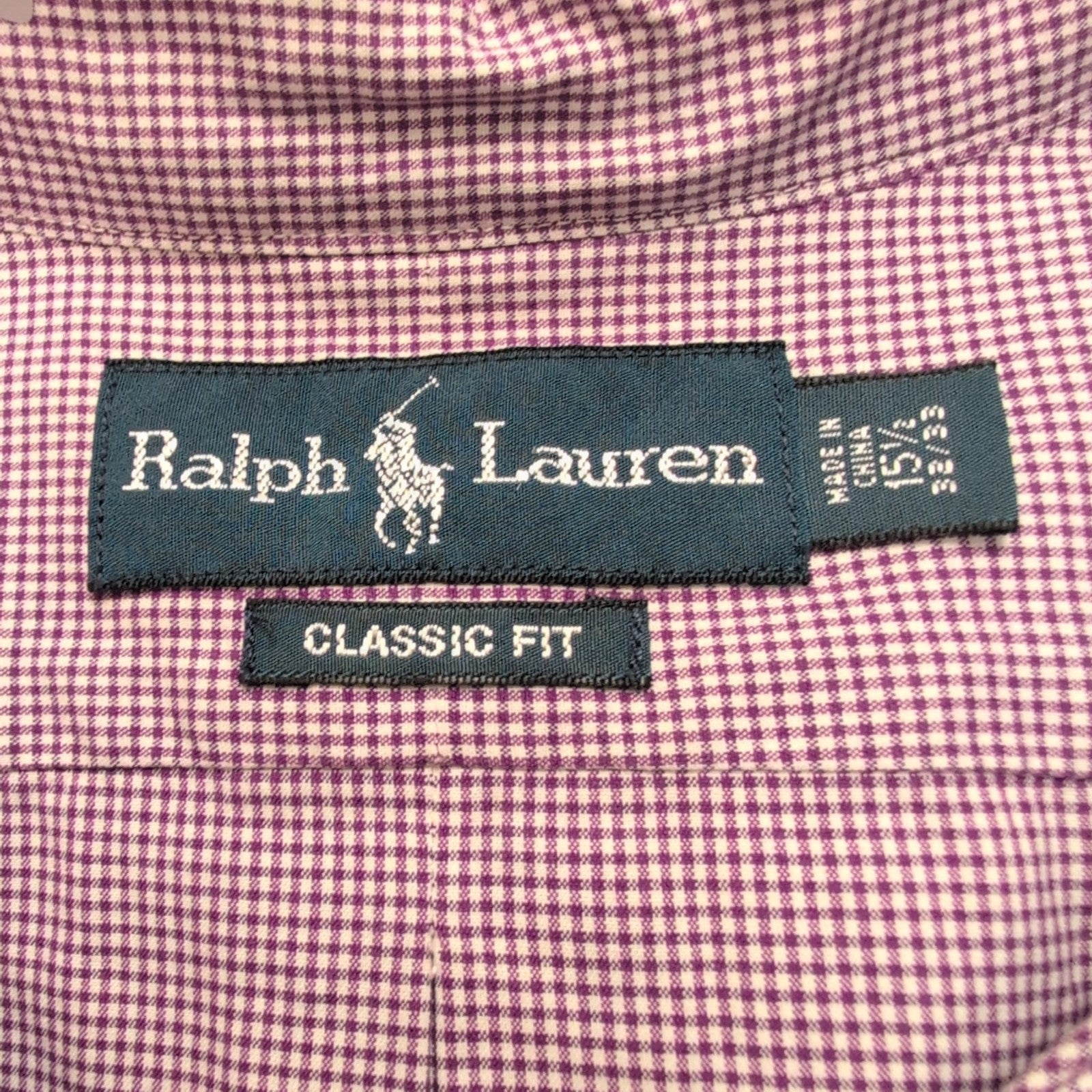 Chemise Ralph Lauren M Violette Carreaux Logo Vert Classic Fit Shirt BD