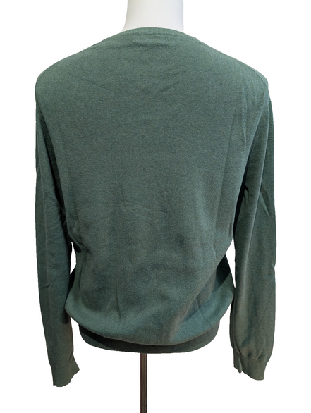 Pull POLO RALPH LAUREN Homme M Vert Sapin Col V Logo Bordeaux Cotton Knit