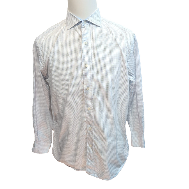 Chemise Nautica M Blanche Micro Pois Manches Longues 15½ Excellent État