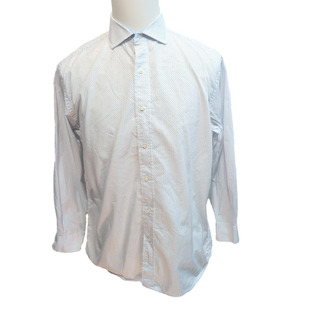 Chemise Nautica M Blanche Micro Pois Manches Longues 15½ Excellent État