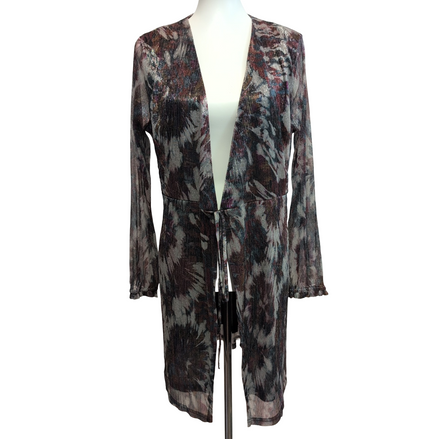 Déshabillé SEASON M/L Voile Brillant Bordeaux Vert Motif Abstrait Neuf