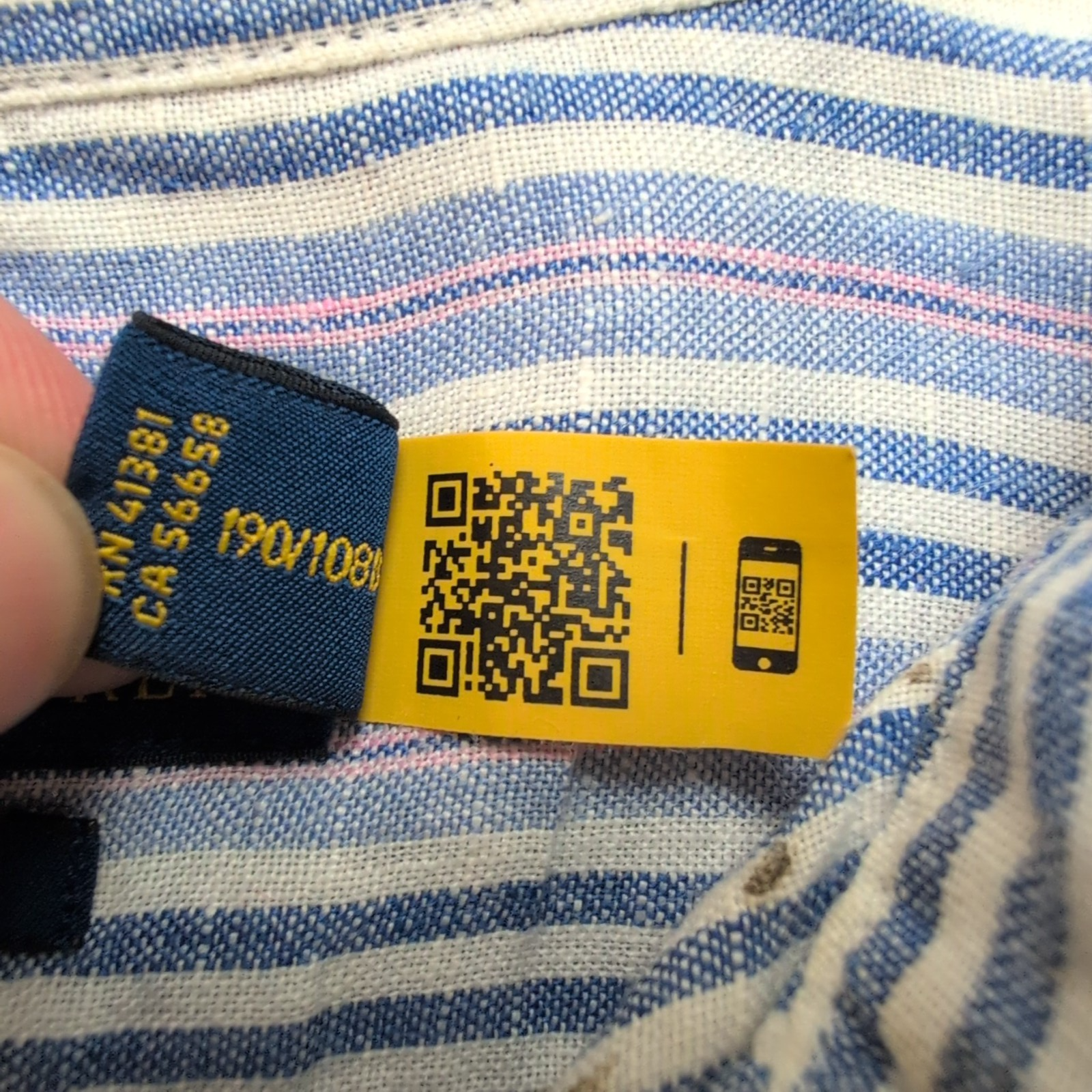 Chemise Polo Ralph Lauren XXL Lin Rayures Multicolores Classic Fit QR Code