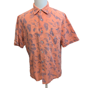 Chemise Hawaïenne Nautica XL Lin Coton Orange Saumon Coquillages manches courtes