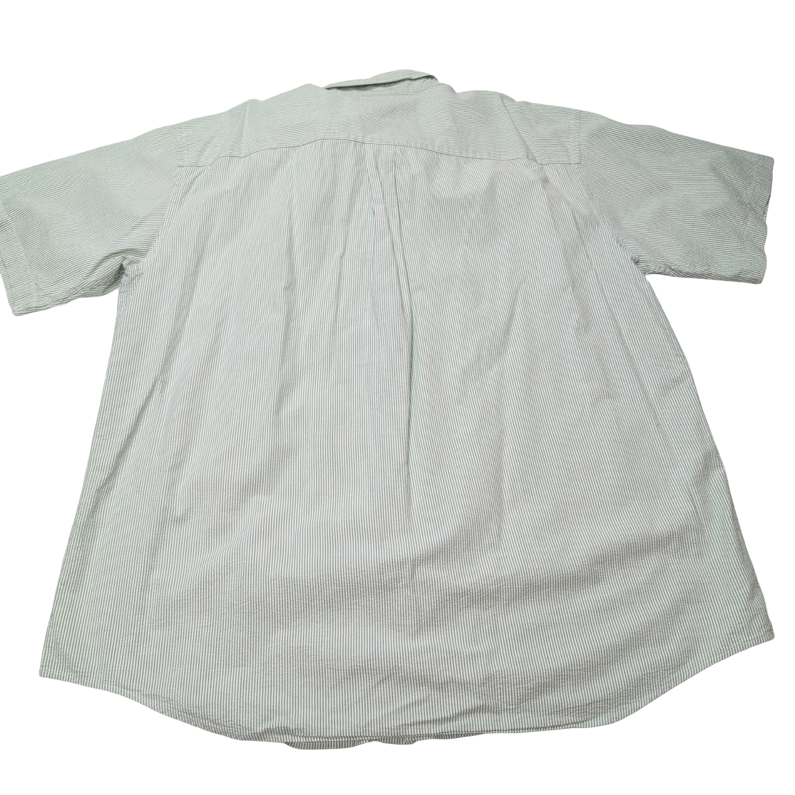 Chemise L.L. Bean verte à rayures gaufrée manches courtes taille XL/XXL #30e