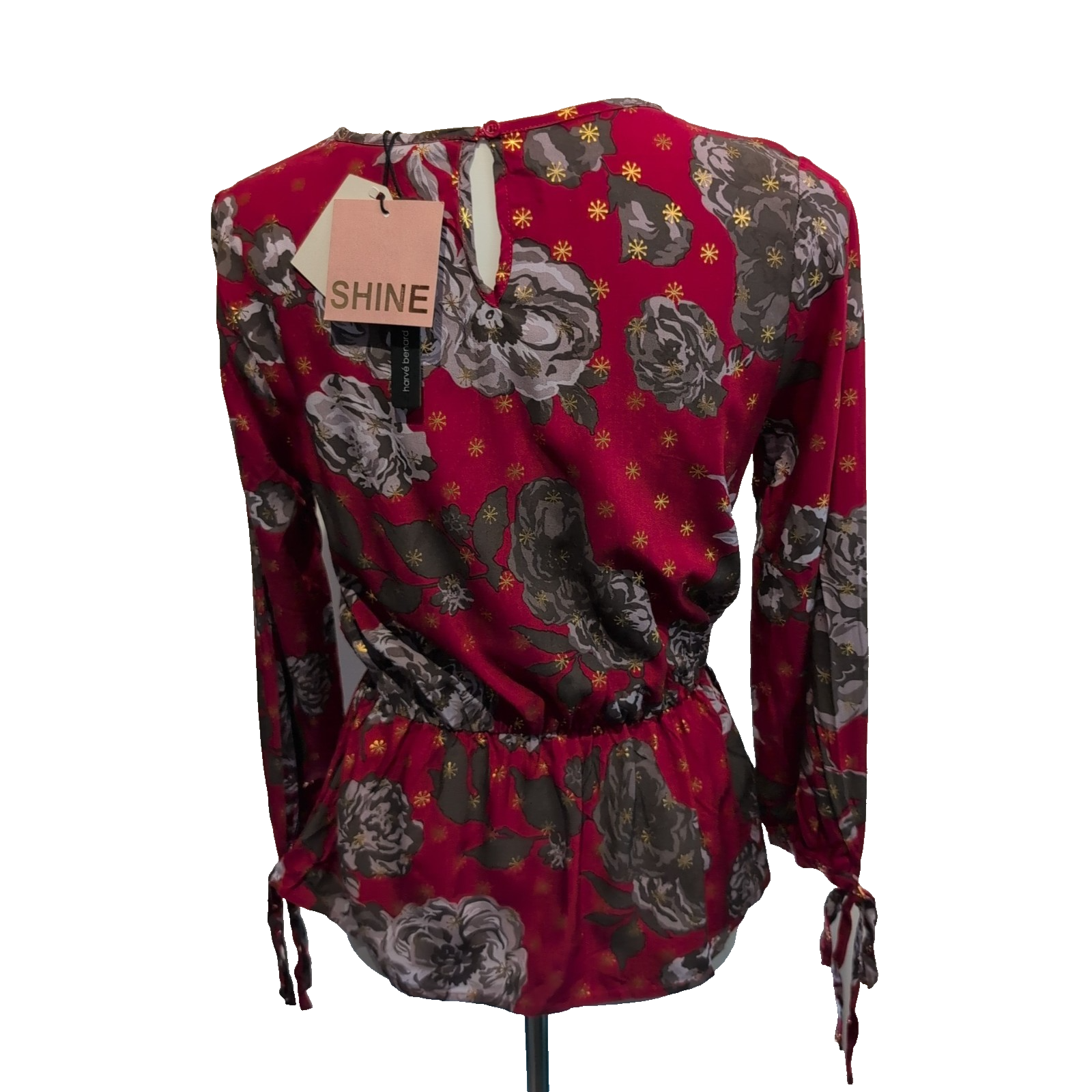 Haut Femme Harvé Bernard Taille S Rouge Fleuri Rayonne Neuf Étiquette
