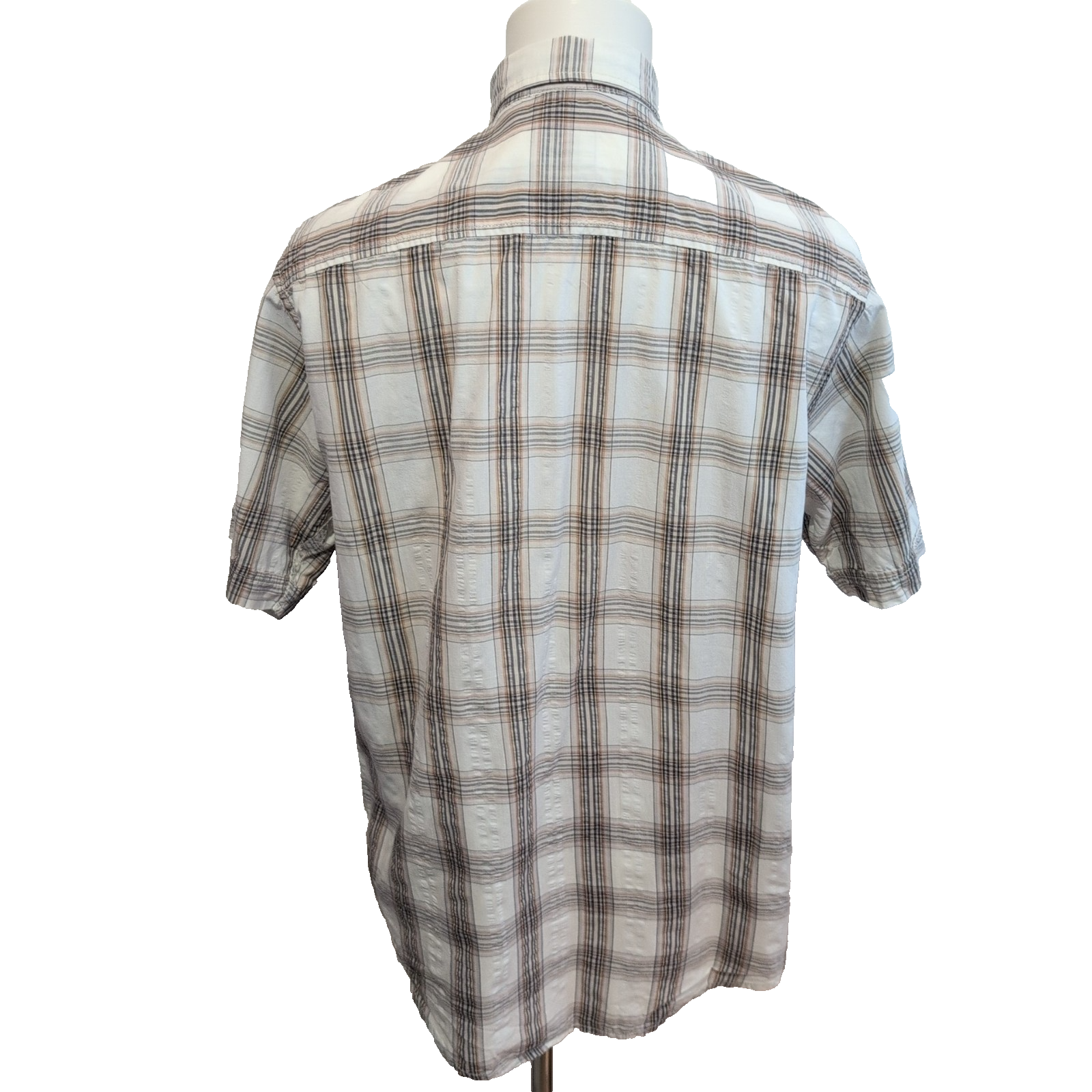 Chemise Manches Courtes Timberland Carreaux Marron et Blanc poche Taille M