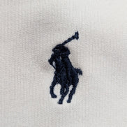 Pull Sweat Polo Ralph Lauren M blanc col rond logo cavalier bleu marine