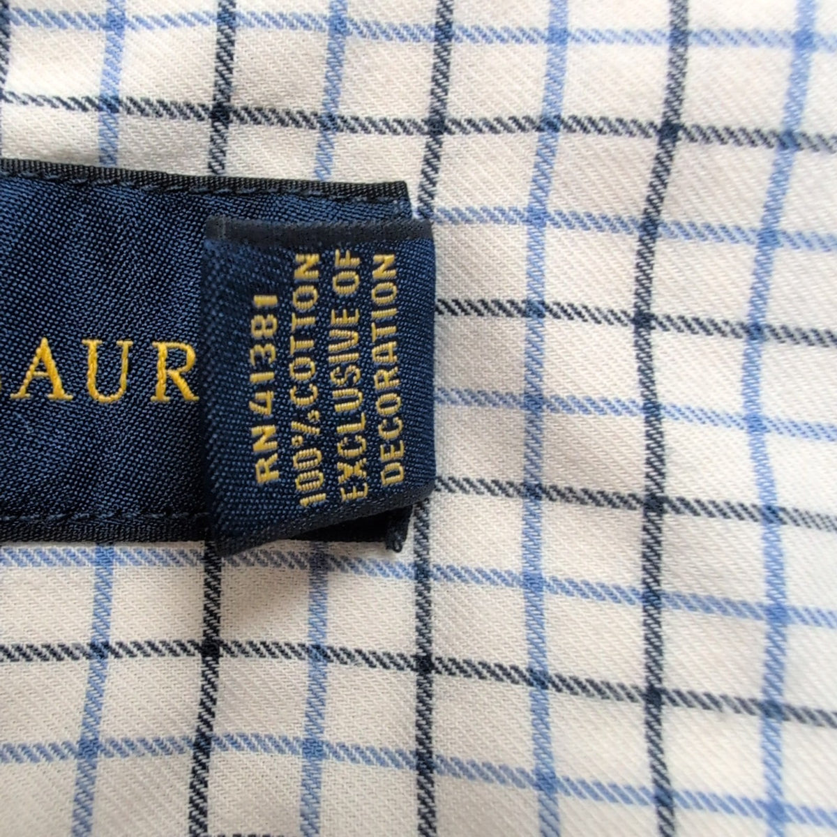 Chemise Ralph Lauren L Blanche Carreaux Bleu Noir Logo Marine Button Down Shirt