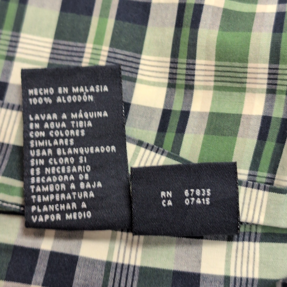 Chemise Nautica XL Verte Carreaux Manches courtes Logo Brodé Poche