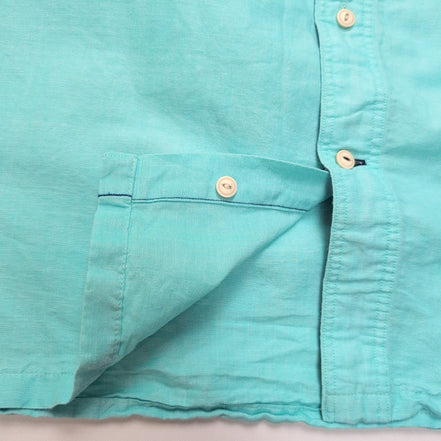 Chemise Nautica 2XL 3XL Turquoise Ramie (Lin) Coton Manches courtes Logo Brodé