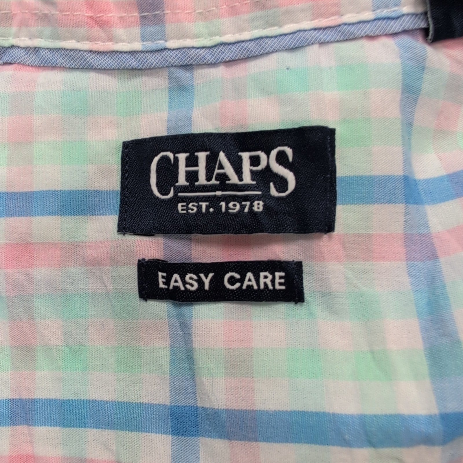 Chemise CHAPS vert bleu rose à carreaux manches courtes taille S #8e