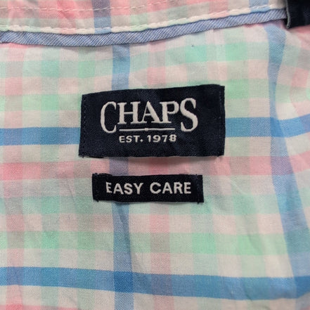 Chemise CHAPS vert bleu rose à carreaux manches courtes taille S #8e