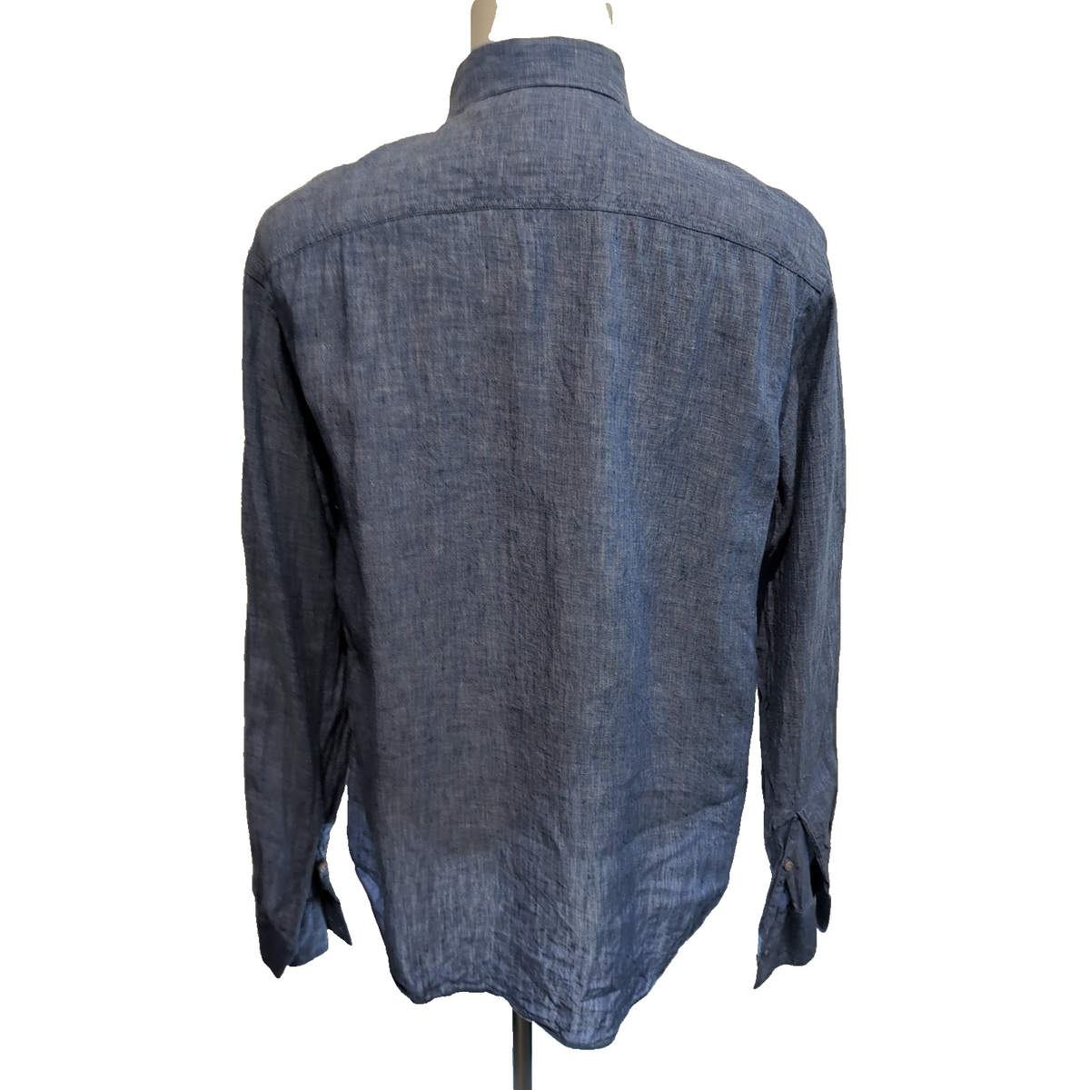 Chemise Joseph Abboud L 100% Lin Bleu Chiné Manches Retroussables