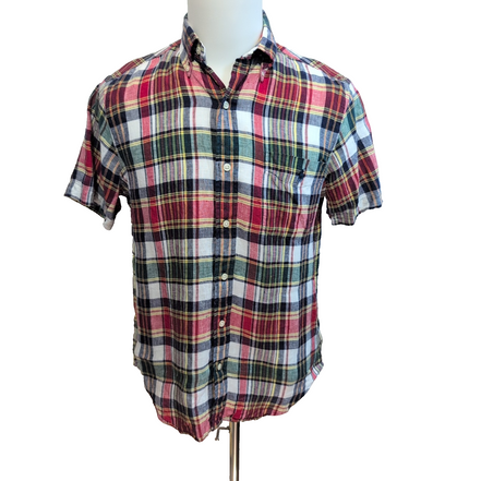 Chemise Ralph Lauren Lin S Manches Courtes Carreaux Rouge Bleu