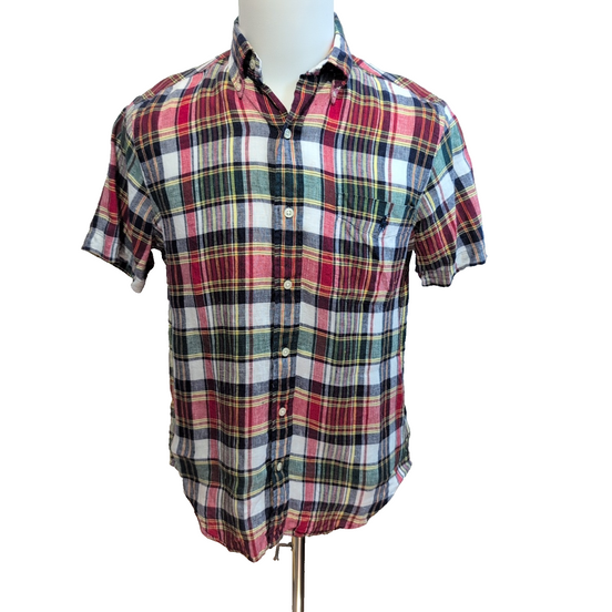Chemise Ralph Lauren Lin S Manches Courtes Carreaux Rouge Bleu