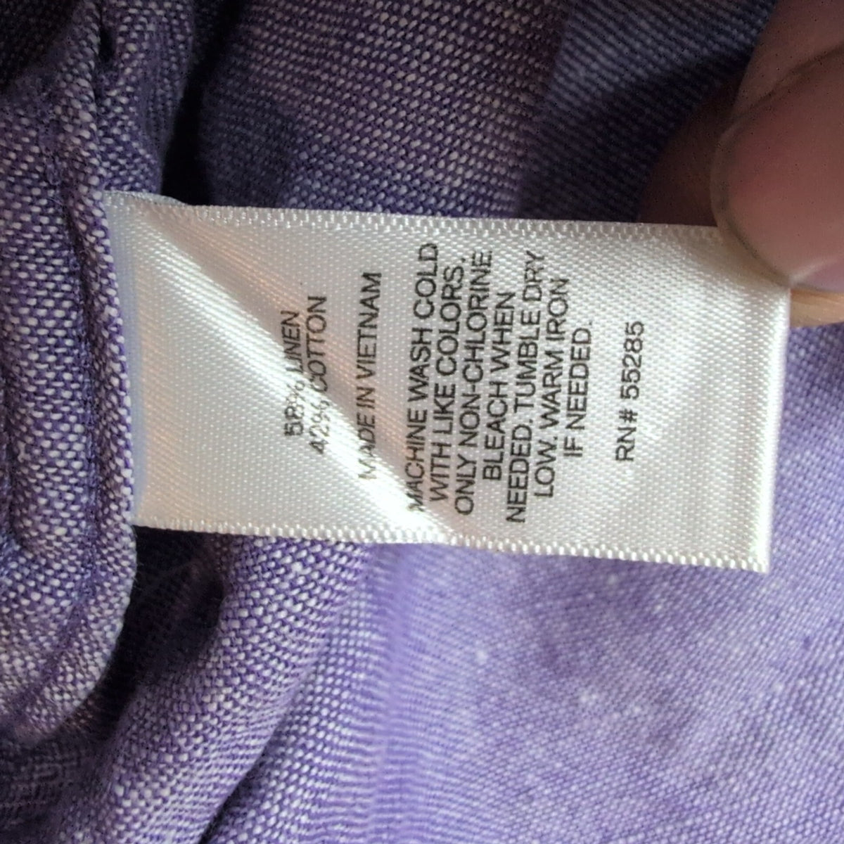 Chemise Express M Lin Coton Violet Chiné Manches Retroussables 2 Poches