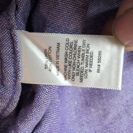 Chemise Express M Lin Coton Violet Chiné Manches Retroussables 2 Poches