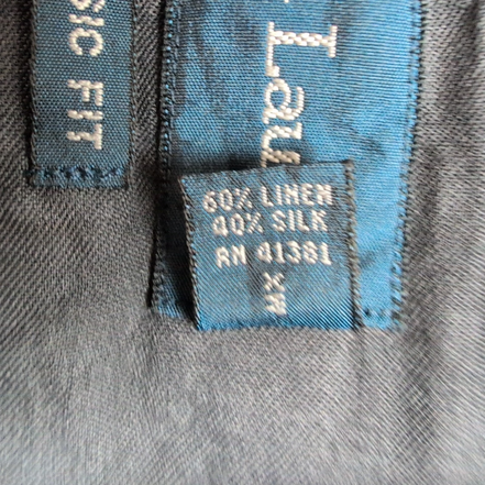 Chemise Ralph Lauren M Lin Soie Gris Anthracite Logo Vert Classic Fit