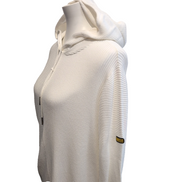 Barbour International Hoodie Pull Femme L Écru Coton Maille Nervurée Capuche