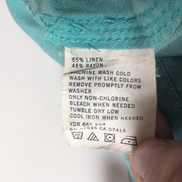 Chemise Nautica Lin Rayonne L Vert Pâle Manches Courtes Logo Brodé Vintage