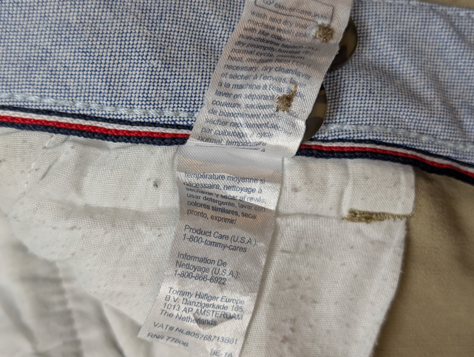 Pantalon Chino Tommy Hilfiger Coupe Regular Stretch Crème W38 L34