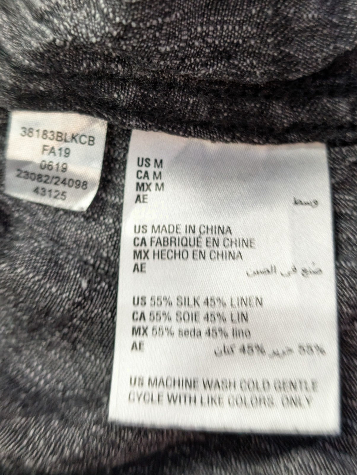 Chemise hawaïenne soie et lin Tasso Elba grise manches courtes taille M
