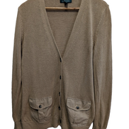Gilet cardigan Lauren Ralph Lauren M beige 100% coton poches boutonnées