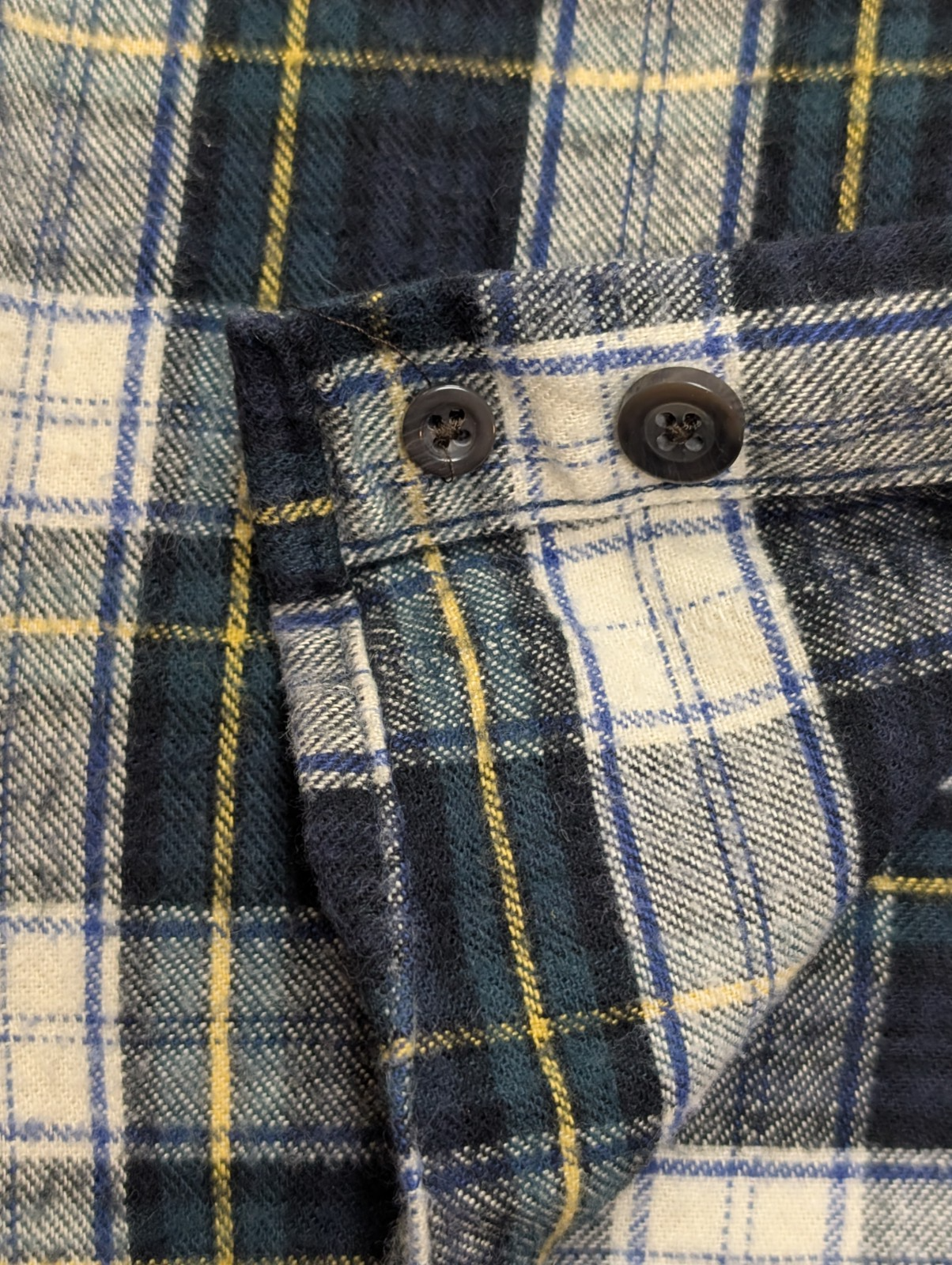 Chemise L.L.Bean Flanelle T.L - Carreaux Vert Foncé Jaune 100% Coton