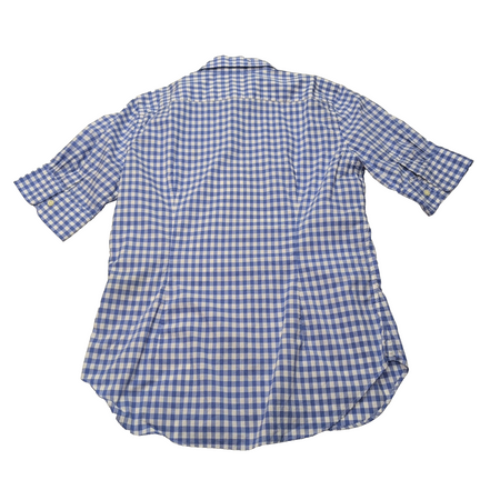 Chemise Ralph Lauren Femme M Bleu Vichy Logo Marron 100% Coton Cintrée