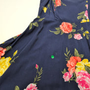 Robe d'été Femme Fleurie Bleu Marine Roses Viscose Bretelles M