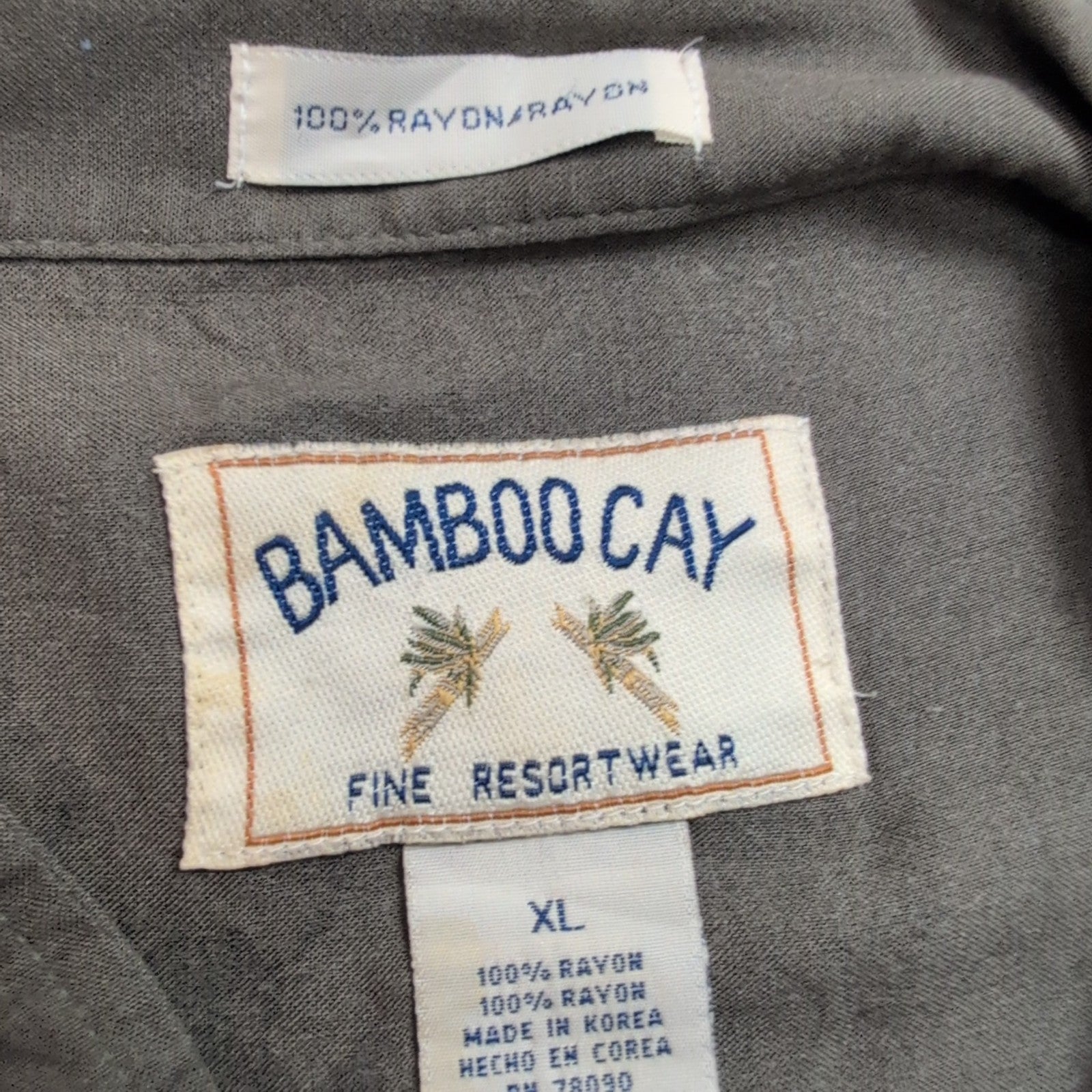 Chemise Hawaïenne Bamboo Cay Rayonne Kaki Palmier XL