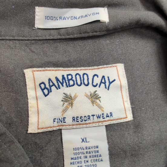 Chemise Hawaïenne Bamboo Cay Rayonne Kaki Palmier XL