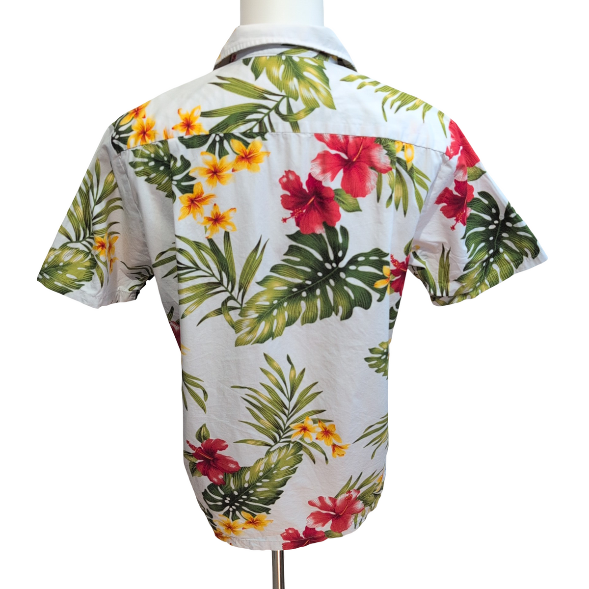 Chemise Hawaïenne RJC XL Floral Blanc 100% Coton Boutons RJC Ltd Hawaii