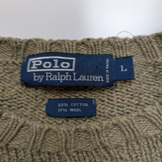 Pull POLO Ralph Lauren Col rond Vert Kaki - 17% Laine / 83% Coton - Taille L